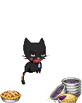 Black cat ate to much pie 